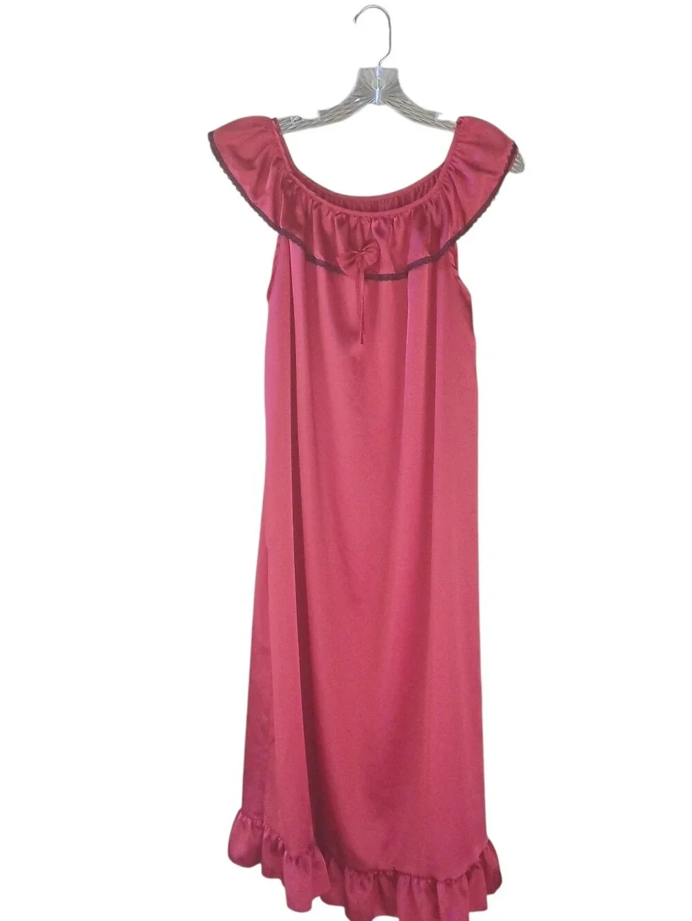 Unbranded Red Off The Shoulder Satin Maxi Nightgown 2XL